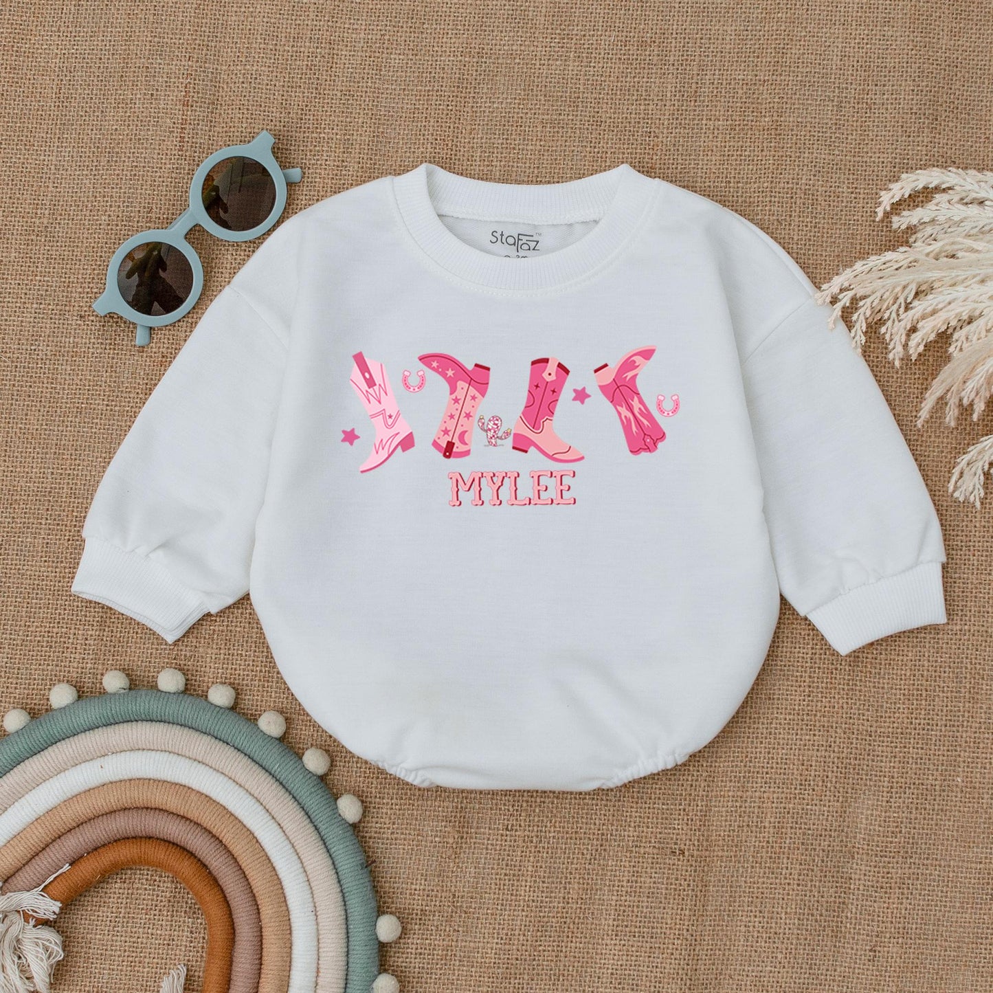My First Rodeo Bubble Romper Adorable Western Cowgirl Pink Boot Design 1st Birthday Outfit Baby Girl Newborn Gift