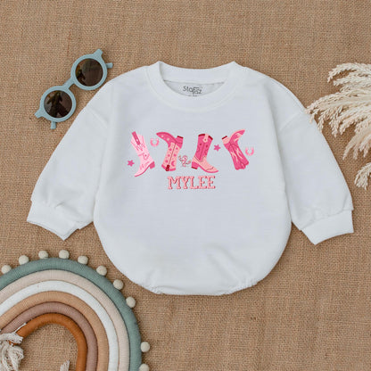 My First Rodeo Bubble Romper Adorable Western Cowgirl Pink Boot Design 1st Birthday Outfit Baby Girl Newborn Gift