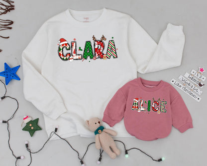 Custom Family Christmas Sweatshirt, Matching Personalized Name Sweater for Mom, Dad, and Kids, Festive Holiday Outfit, Christmas Gift, Soft and Cozy (139 chars)
