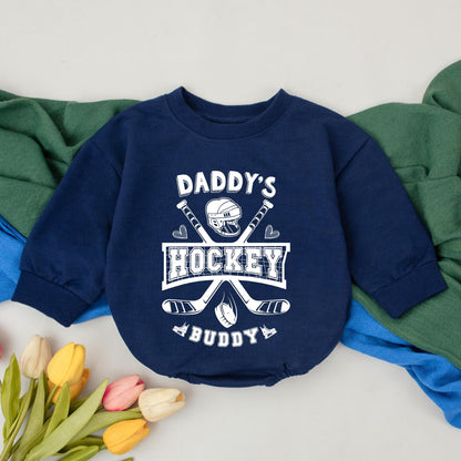 Daddy's Hockey Buddy Romper: Retro Game Day Bodysuit for Your Little All-Star! Future Hockey Player Outfit, Father's Day Gift, Baby Clothes 138 Chars