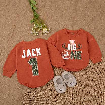 The Big One Hunting Birthday Romper Boys Deer Hunting Baby Bodysuit First Birthday Outfit Wild One 1st Birthday Boys Cotton Comfortable Outdoor Adventure Gift