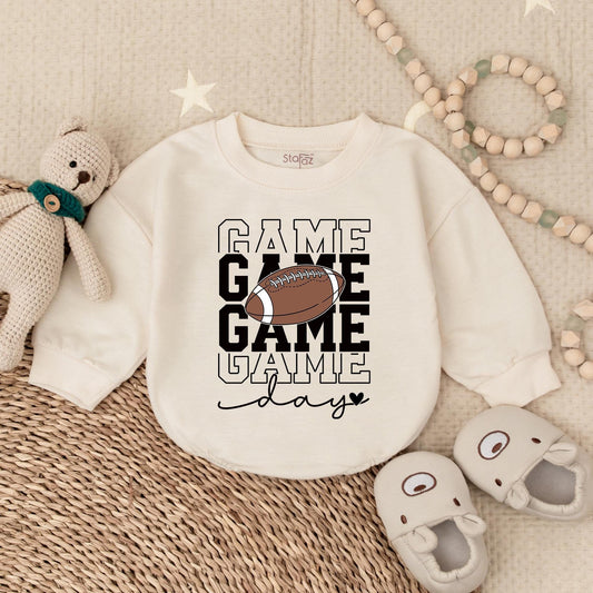 Gameday Football Baby Boy Bubble Romper - Daddy's Little Player Newborn Outfit Baby Boy Clothes Gift - Football Bodysuit