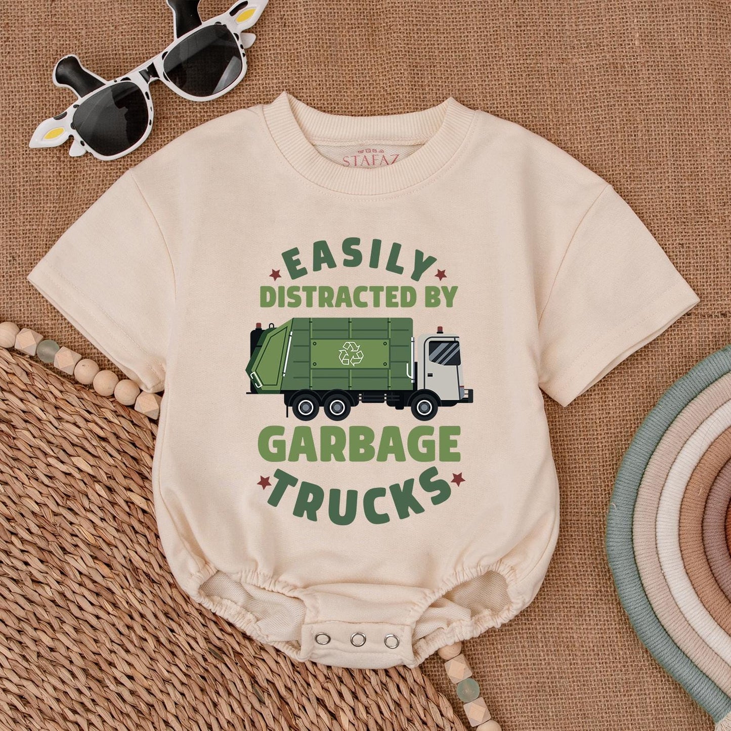 Garbage Truck Baby Romper Truck Driver Outfit Trash Truck Bodysuit for Newborns & Baby Shower Gifts