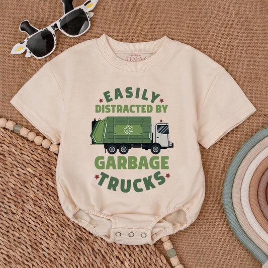 Garbage Truck Baby Romper Truck Driver Outfit Trash Truck Bodysuit for Newborns & Baby Shower Gifts