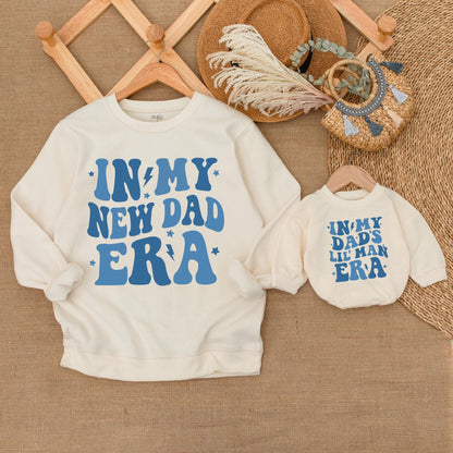 Matching Dad & Son Neutral Sweatshirt Outfit Baby Romper Set, Casual Family Matching Clothes, Dad's Boy Cozy Outfit, USA Patriotic