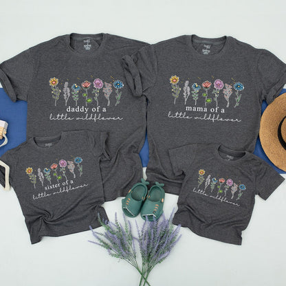 Wildflower Birthday Shirt Little Wildflower First Birthday Outfit Matching Family Wild Flower Cotton Tee