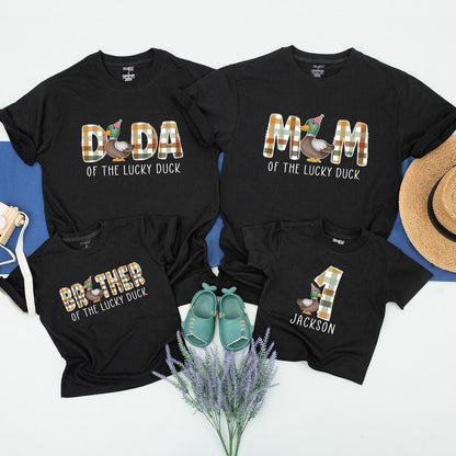 One Lucky Duck Family Birthday Shirts Mommy and Me Matching First Birthday Outfit Toddler Baby Boy Duck Theme Celebration