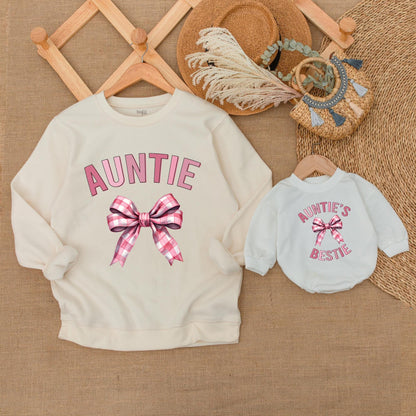 Auntie's Bestie Matching Sweatshirt for Niece & Nephew Cute Auntie and Me Family Outfit Cozy Cotton Casual Gift