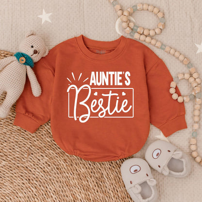 Auntie's Bestie Baby Romper Newborn Gift from Auntie Soft Comfortable Bodysuit Infant Girl Boy Pregnancy Announcement Shower Outfit