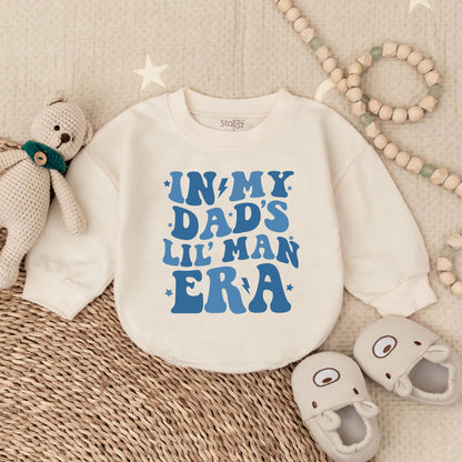 In My Dad's Lil Man Era Romper Baby Boy Bubble Romper Newborn Outfit Gift for New Dad Pregnancy Announcement Cute Baby Clothes