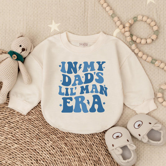 In My Dad's Lil Man Era Romper Baby Boy Bubble Romper Newborn Outfit Gift for New Dad Pregnancy Announcement Cute Baby Clothes