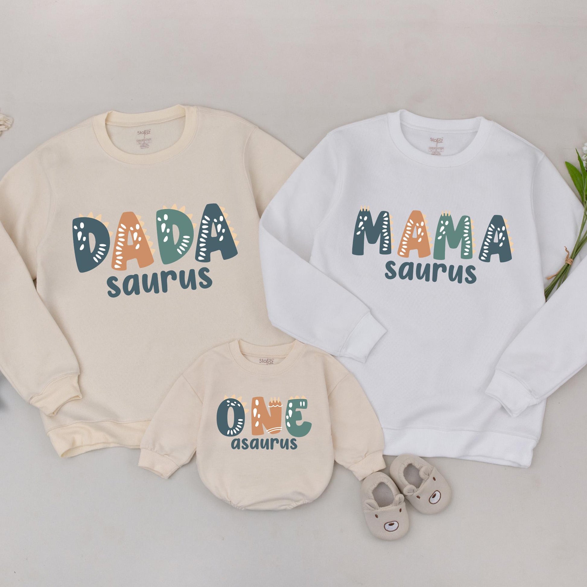 Personalized One-A-Saurus Dinosaur Family Birthday Romper Matching Mommy and Me First Birthday Outfit Boy