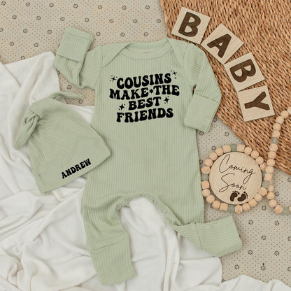 Cousins Make the Best Friends Baby Bodysuit Black Ink Star Design Cute Playful Modern Newborn Cousin Crew Outfit Gift
