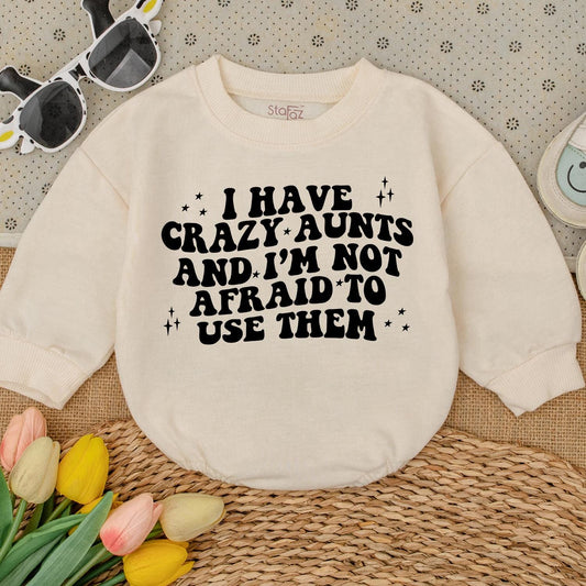 Funny Crazy Aunt Baby Romper Gift for Nephew Niece Cute Infant Outfit Auntie's Bestie Newborn Baby Shower Gift Idea