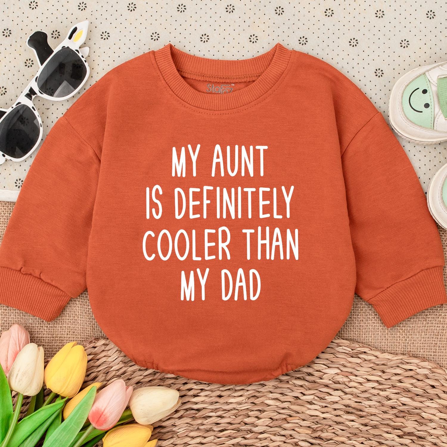 My Aunt Is Cooler Than Dad Baby Romper, Funny Newborn Outfit for Auntie's Bestie, Cute Infant Clothes, Great Baby Shower Gift, Boy or Girl Bodysuit 138
