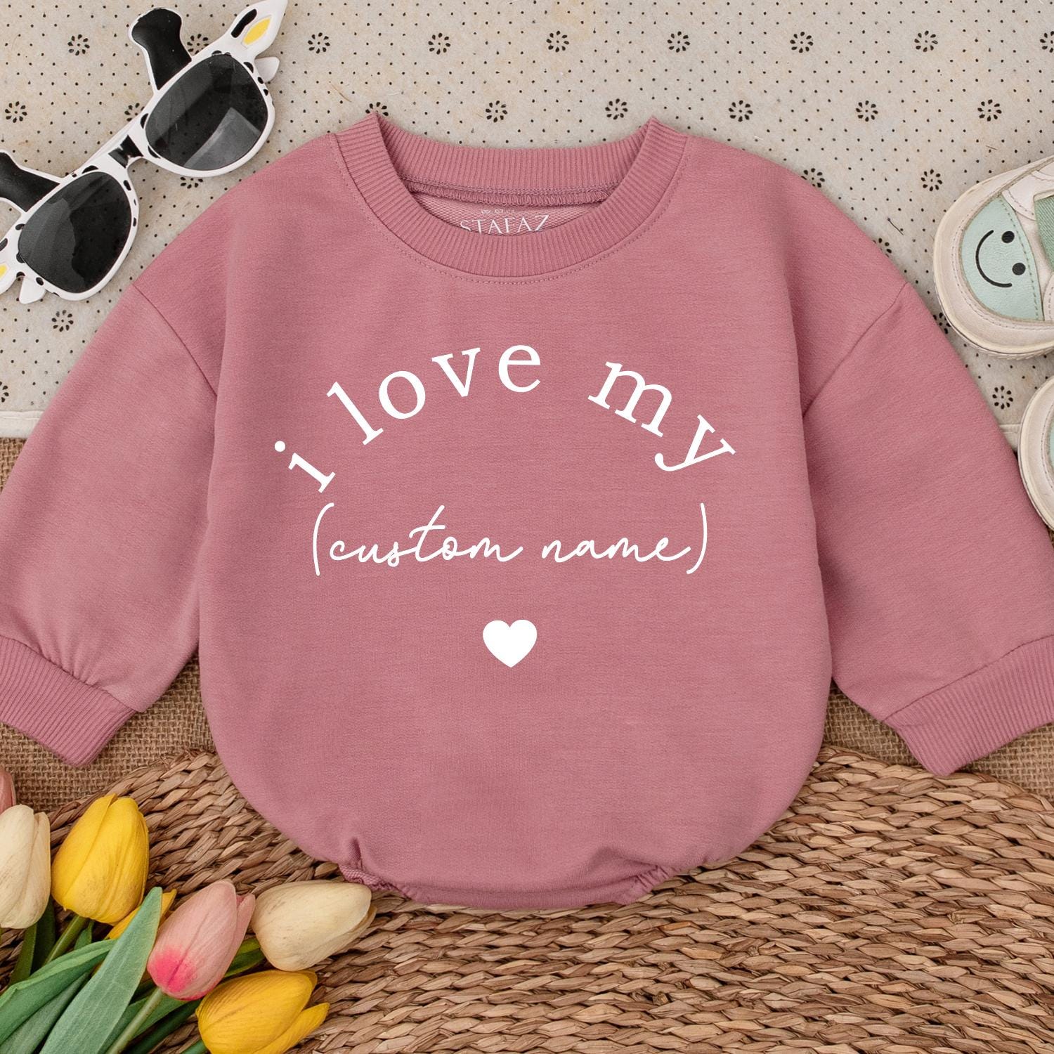 Custom Name Baby Romper - I Love My (Custom Name) Heart Infant Outfit Boy Girl Newborn Gift