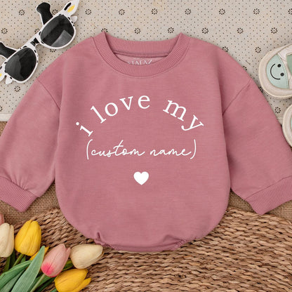 Custom Name Baby Romper - I Love My (Custom Name) Heart Infant Outfit Boy Girl Newborn Gift