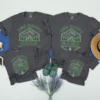 Matching One Happy Camper 1st Birthday Family Shirts, Baby Romper Outfit, Camp Birthday Boy Girl, Happy Camper First Birthday, Cotton