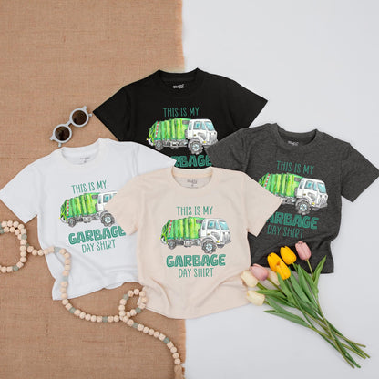 This Is My Garbage Day Toddler T-Shirt Cute Teal Garbage Truck Watercolor Outfit Birthday Gift