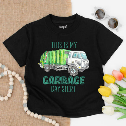 This Is My Garbage Day Toddler T-Shirt Cute Teal Garbage Truck Watercolor Outfit Birthday Gift