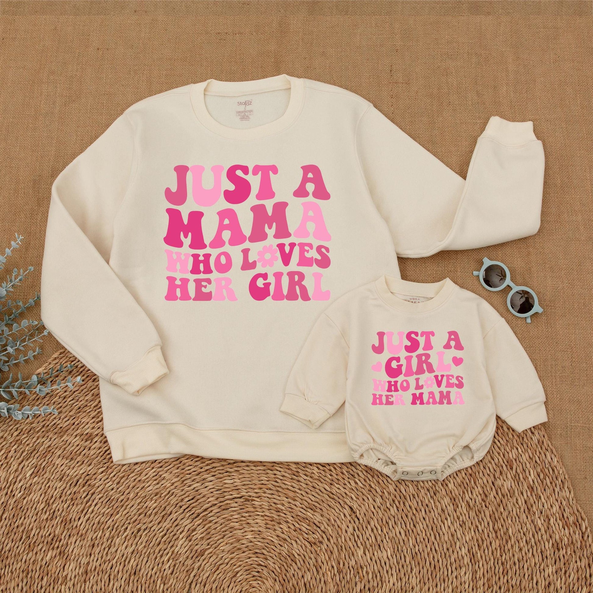 Mama and Daughter Matching Sweatshirts & Romper Set, Mommy and Me Outfits, Soft Cotton Comfort Gift for Girls