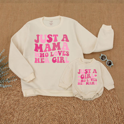 Mama and Daughter Matching Sweatshirts & Romper Set, Mommy and Me Outfits, Soft Cotton Comfort Gift for Girls