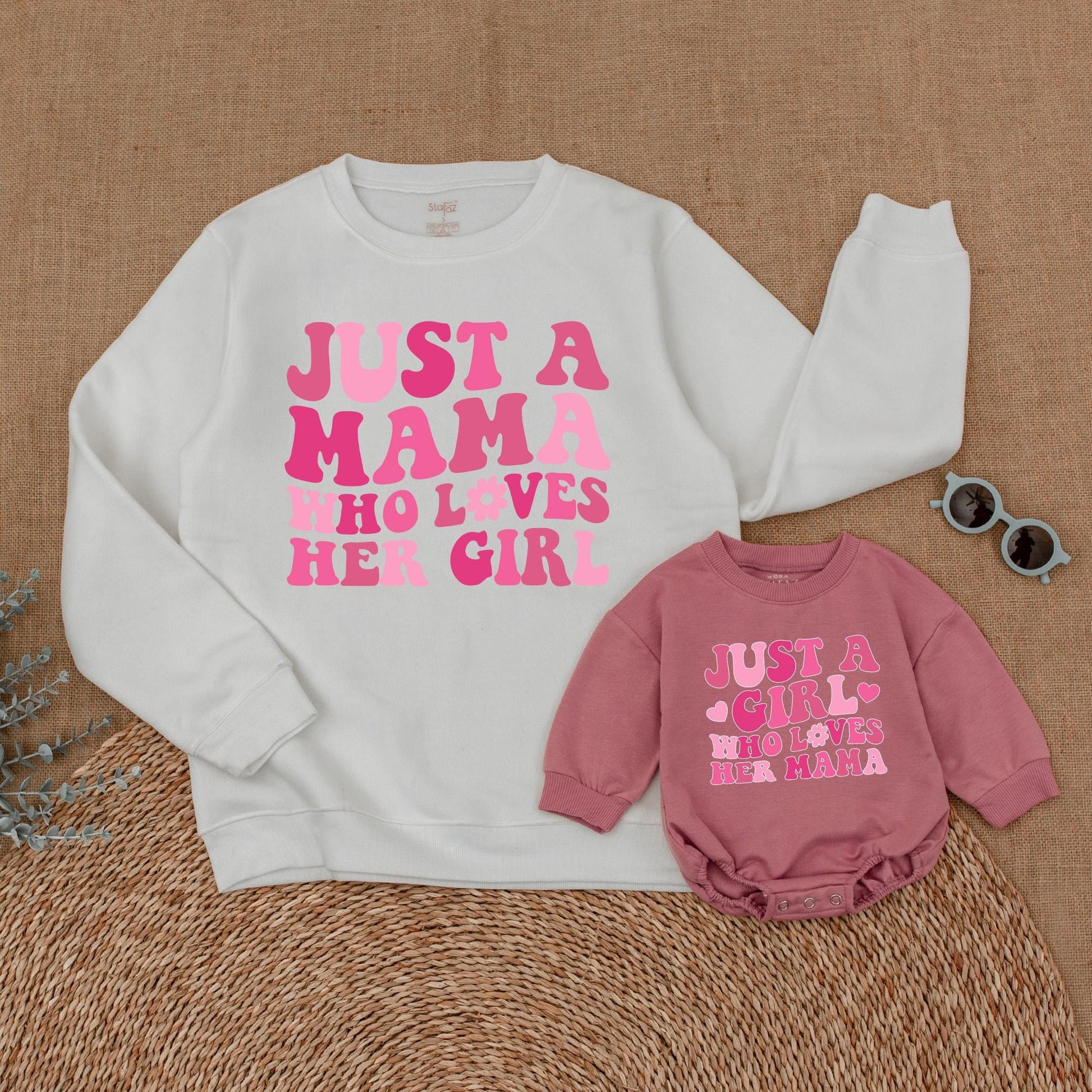 Mama and Daughter Matching Sweatshirts & Romper Set, Mommy and Me Outfits, Soft Cotton Comfort Gift for Girls