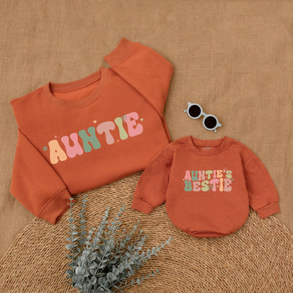 Auntie & Auntie's Bestie Sweatshirts Family Matching Aunt Niece Nephew Gift