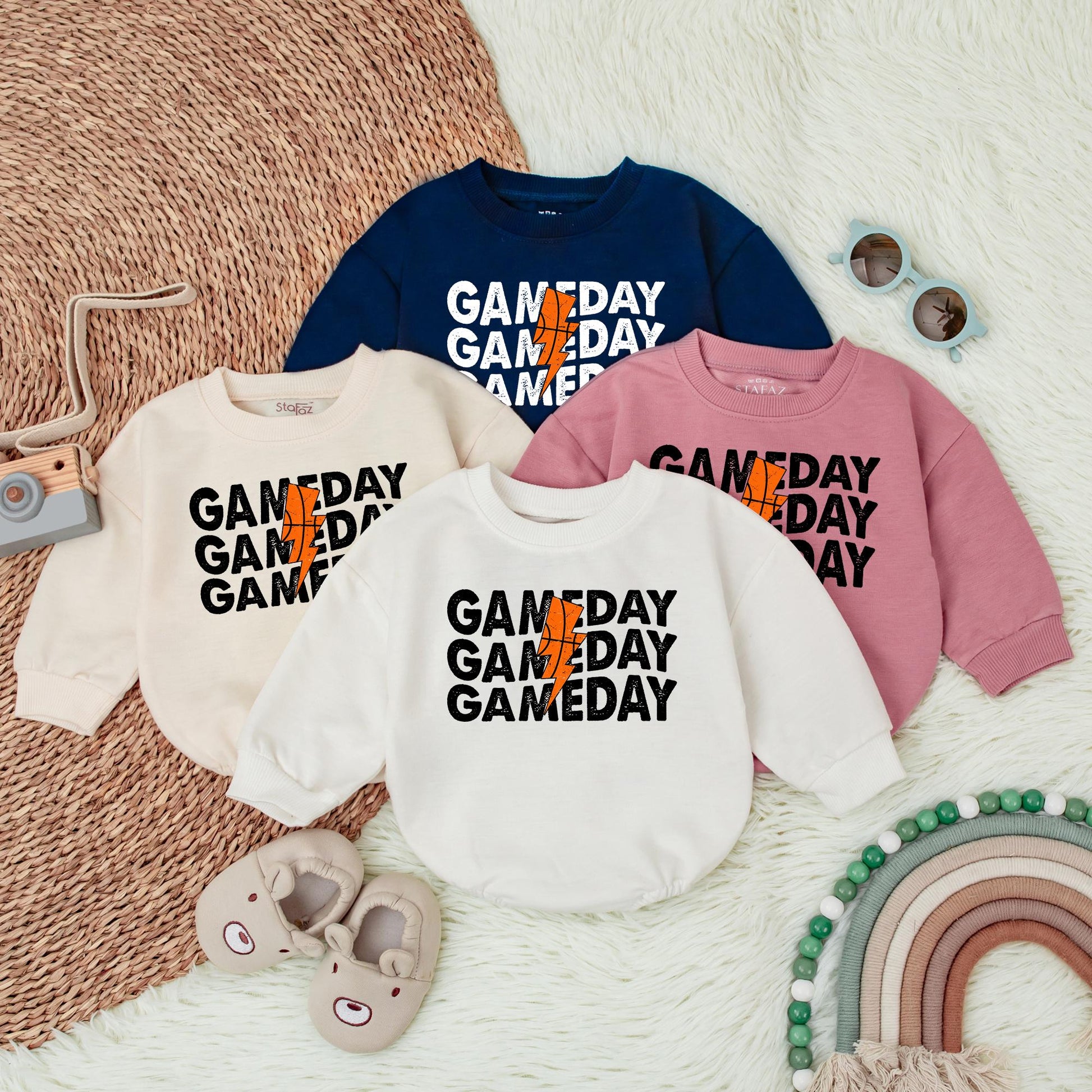 Game Day Basketball Baby Bubble Romper Outfit for Baby Boys and Infants Soft Cotton Bodysuit Shower Gift Sports Fan Apparel
