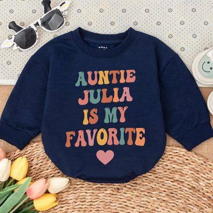 Auntie Julia Is My Favorite Baby Romper, Cute Infant Bodysuit Gift for Niece/Nephew, Funny Baby Clothes, Pregnancy Announcement