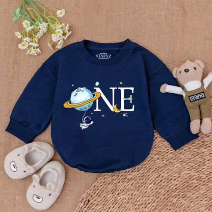 My First Trip to Space! Baby Boy 1st Birthday Romper with Astronaut & Planet  Whimsical One Birthday Outfit Moon Star Soft Cotton Gift 136 chars