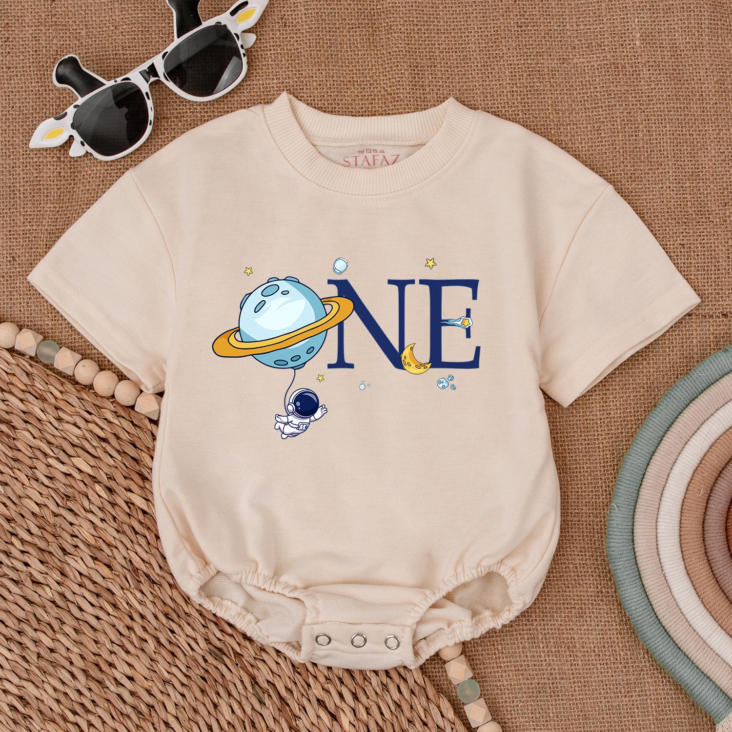 My First Trip to Space! Baby Boy 1st Birthday Romper with Astronaut & Planet  Whimsical One Birthday Outfit Moon Star Soft Cotton Gift 136 chars