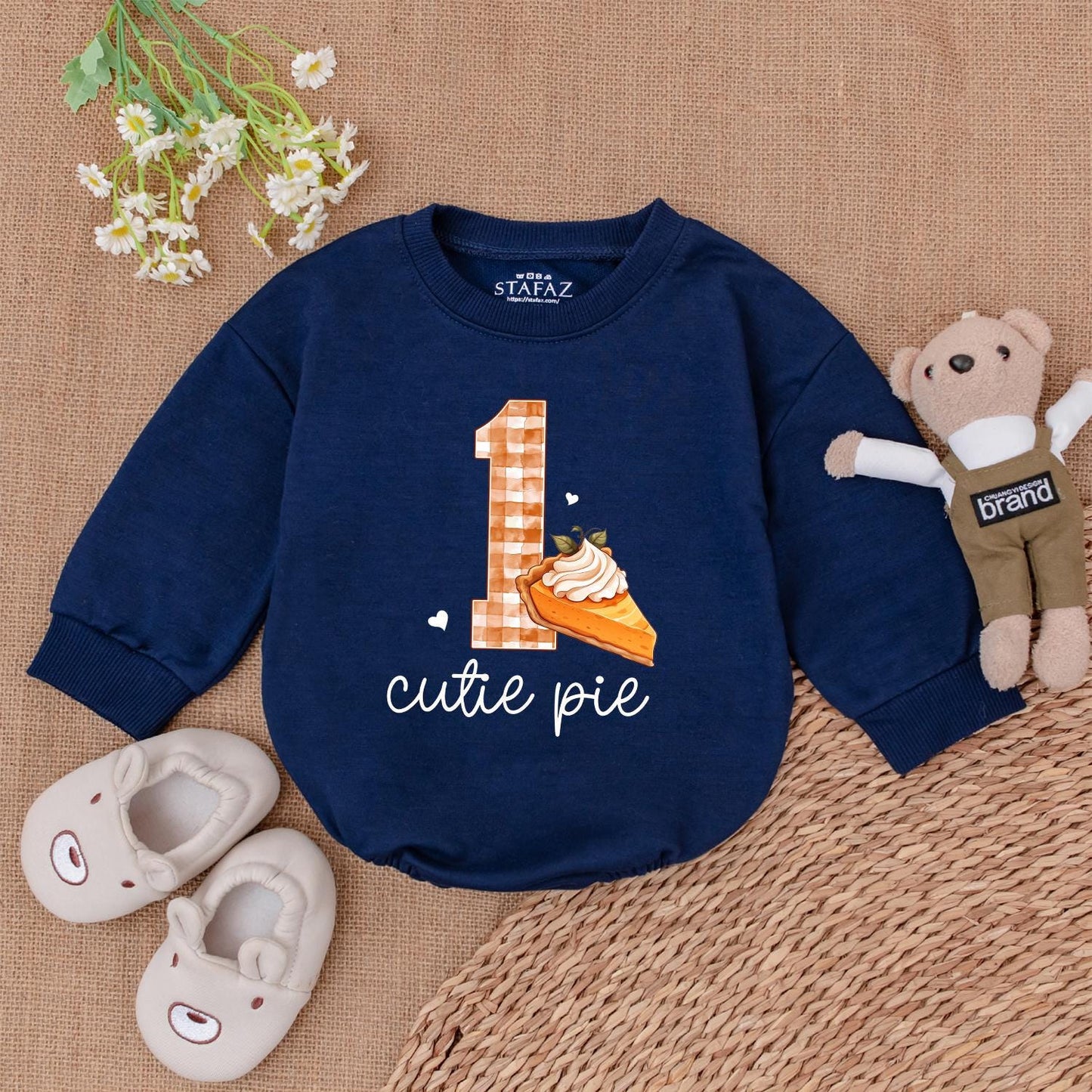 One Cutie Pie Birthday Romper Baby Girl or Boy First Birthday Outfit Sweetie Pie Gift Cake Smash Bodysuit Cute Pie 1st Bday Newborn Outfit Shower Gift