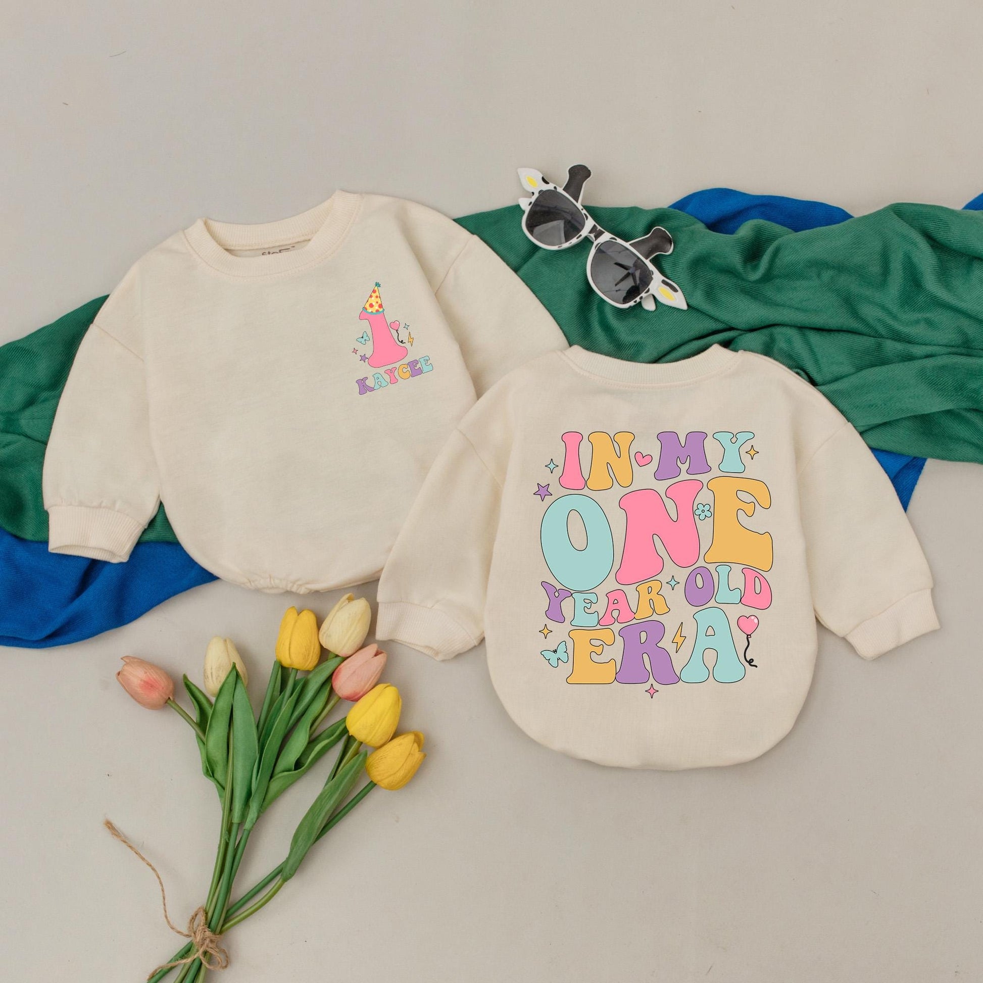 My One Year Old Era Birthday Romper Personalized Baby Bubble Outfit First Birthday Bodysuit Shower Gift