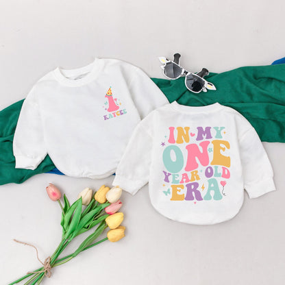 My One Year Old Era Birthday Romper Personalized Baby Bubble Outfit First Birthday Bodysuit Shower Gift