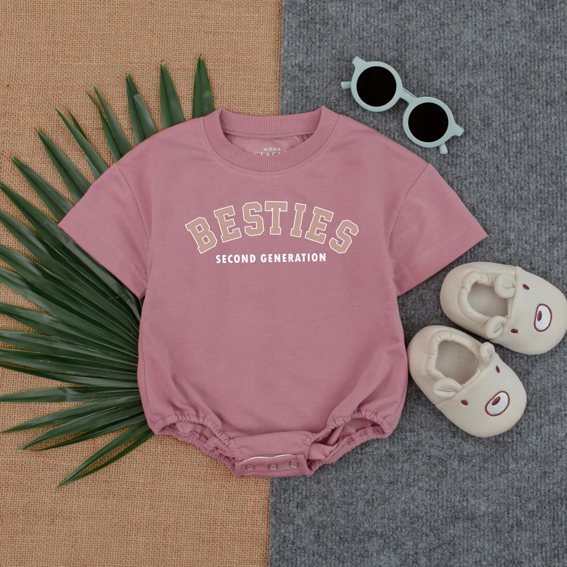 Second Generation Besties Romper Baby Matching Outfit Short Sleeve Bubble Cotton for Baby Shower Gift