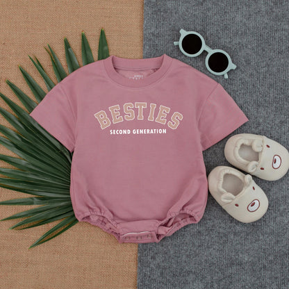 Second Generation Besties Romper Baby Matching Outfit Short Sleeve Bubble Cotton for Baby Shower Gift