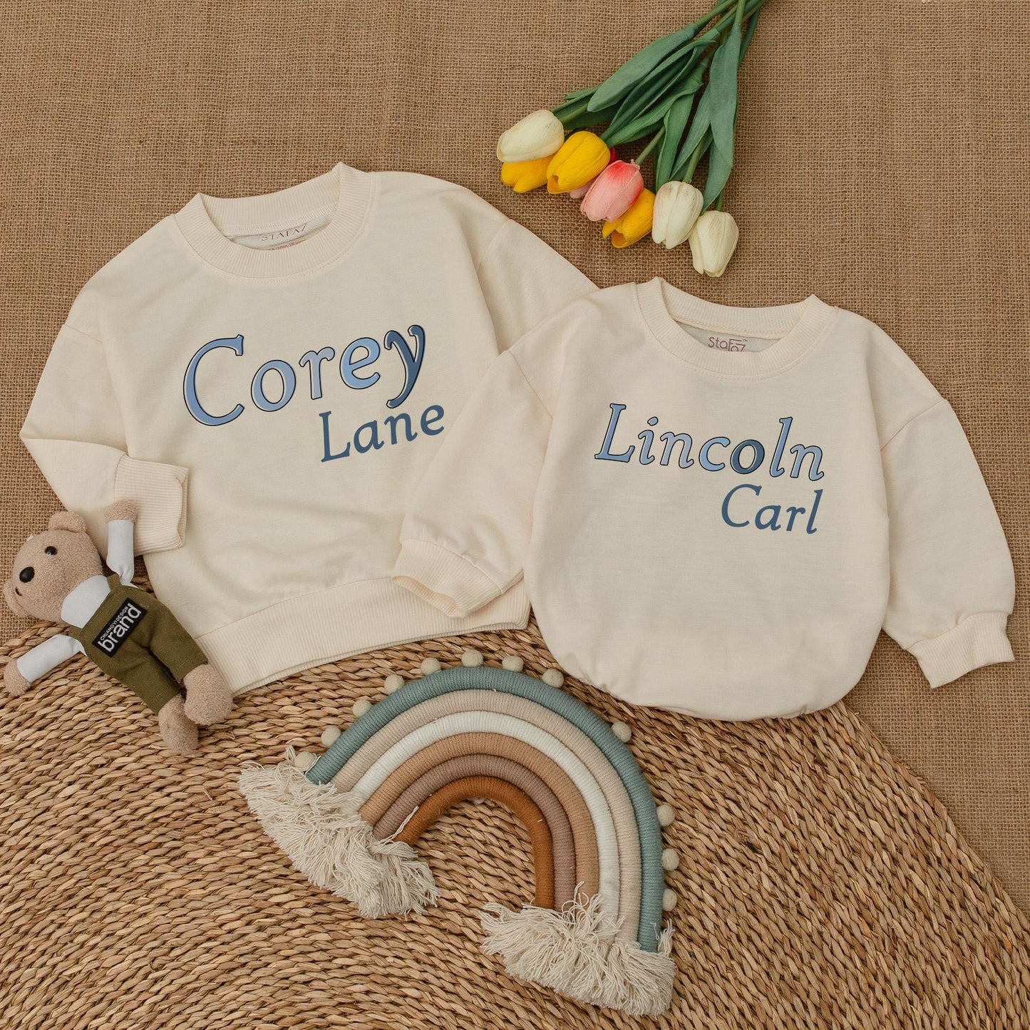 Personalized Name Bubble Romper for Baby Boy Little Brother Bodysuit Big Brother Sweatshirt Matching Sibling Family Clothes Cotton Soft Comfortable Casual Outfit