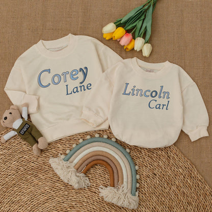 Personalized Name Bubble Romper for Baby Boy Little Brother Bodysuit Big Brother Sweatshirt Matching Sibling Family Clothes Cotton Soft Comfortable Casual Outfit