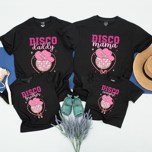 Matching Disco Cowgirl Birthday Shirts - 1st Birthday Party Outfit for Girl, Mommy and Me, Dad Disco Cowgirl Family Shirts
