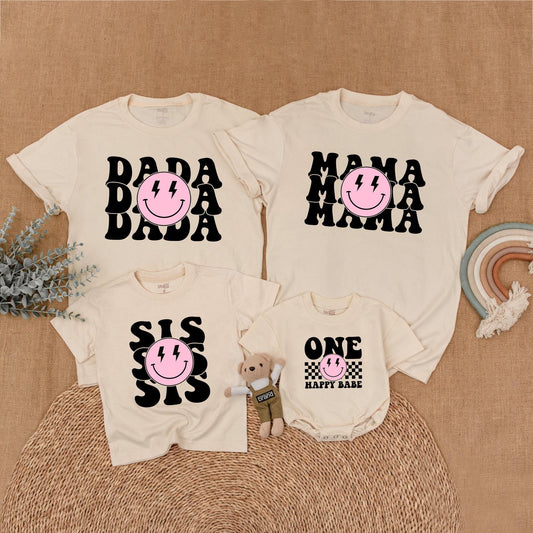 One Happy Babe Birthday Family Shirt Pink Happy Girl First Birthday Outfit Matching Mom and Me Gift