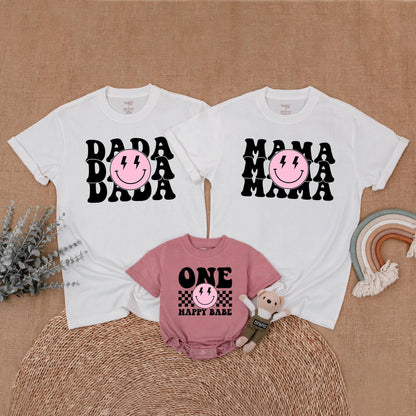 One Happy Babe Birthday Family Shirt Pink Happy Girl First Birthday Outfit Matching Mom and Me Gift
