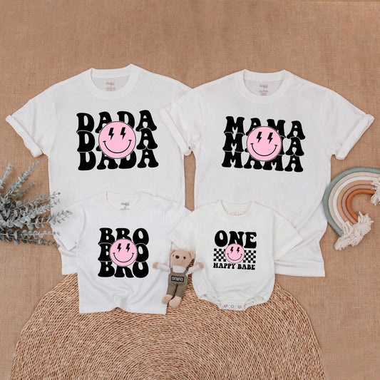 One Happy Babe Birthday Family Shirt Pink Happy Girl First Birthday Outfit Matching Mom and Me Gift
