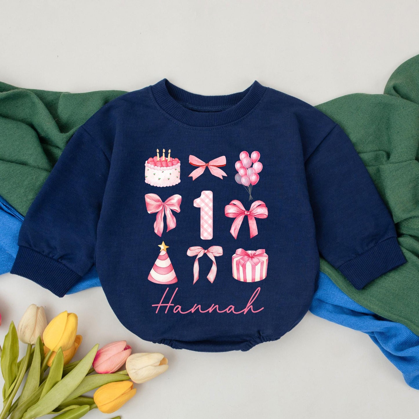 Sweet One Personalized Birthday Romper Girl First Birthday Outfit Custom Name Pink and Gold Theme Baby Bodysuit Infant 1st Birthday Outfit Gift