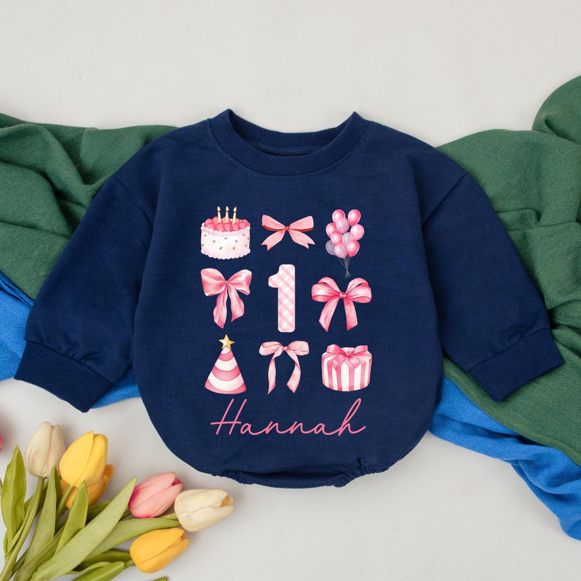 Sweet One Personalized Birthday Romper Girl First Birthday Outfit Custom Name Pink and Gold Theme Baby Bodysuit Infant 1st Birthday Outfit Gift