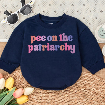 Pee on the Patriarchy Baby Romper - Funny Feminist Infant Outfit, Bubblegum Pink, Lavender & Blue Design, Baby Shower Gift, Newborn Announcement