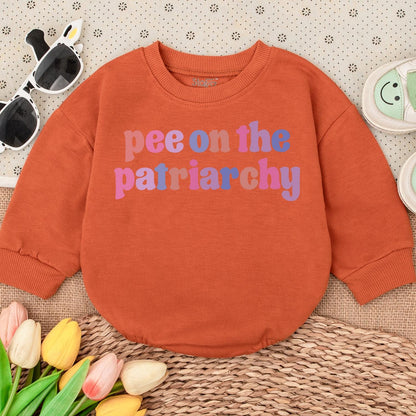 Pee on the Patriarchy Baby Romper - Funny Feminist Infant Outfit, Bubblegum Pink, Lavender & Blue Design, Baby Shower Gift, Newborn Announcement