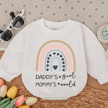 Daddy's Girl Mommy's World Baby Romper Cute Pastel Rainbow Hearts Infant Bodysuit Newborn Gift Shower Present