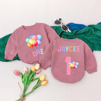 Personalized Balloon Romper for First Birthday Boy or Girl Bubble Outfit Adorable Baby Celebration Gift