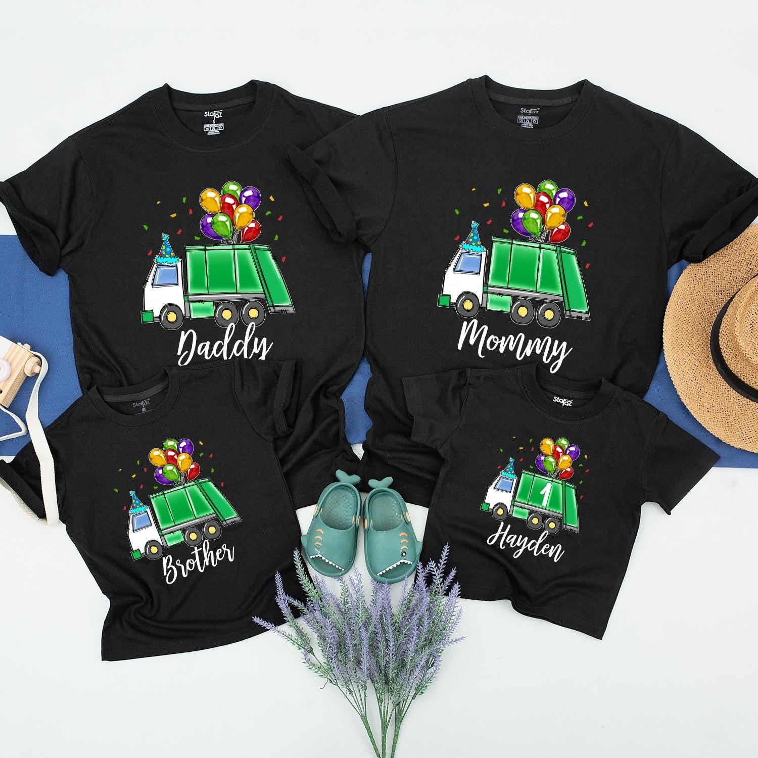 Personalized Garbage Truck Birthday T-Shirt for Toddler Boy, Cute Trash Bash Tee, Hayden Name on Truck, Kids' Party Gift